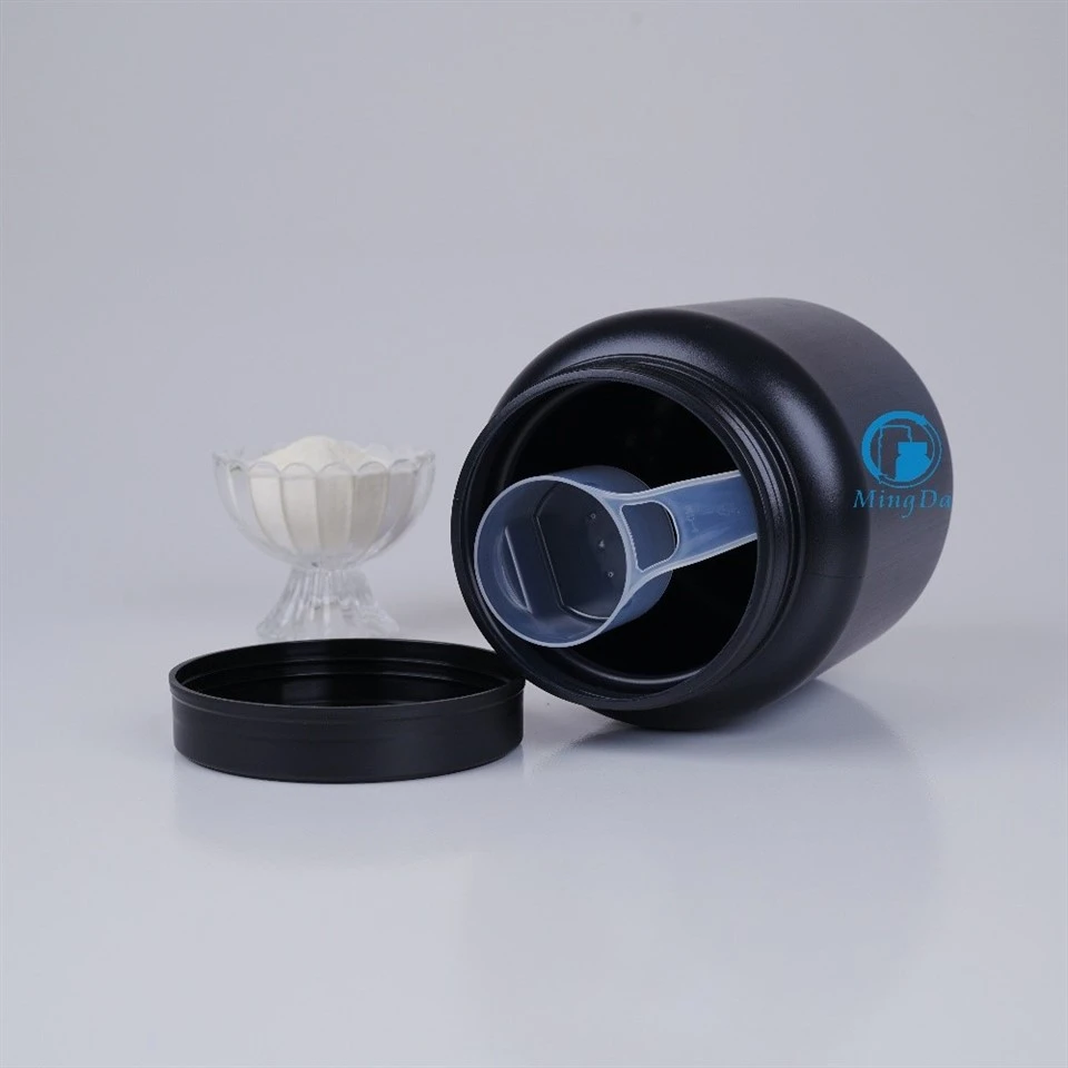 food grade black hdpe container with screw cap for protein powder